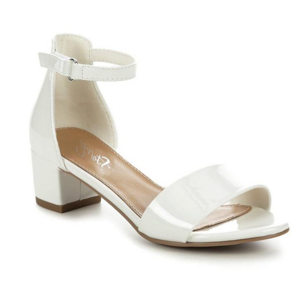 LITTLE GIRLS WHITE HEELED SANDALS